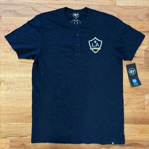 47 Brand NWT Navy Blue LA Galaxy Men's Henley Short Sleeve Shirt